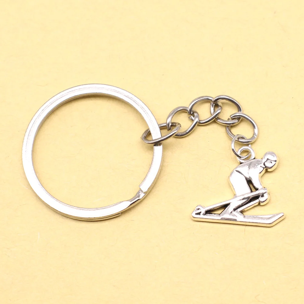 1 Piece 17x19mm Skiers Key Chain Charms Women Gift