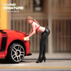 Miniatures Figures 1/87 1/64 1/43 1/24 1/18 Sexy Car Washing Beauty Bending Over Model Creative Photography Scene Dolls Toys