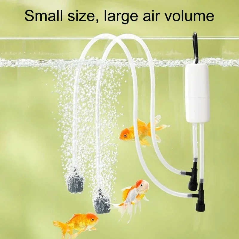 Aquarium USB Oxygen Air Pump Fish Tank Portable Dual-hole Silent Air Compressor Aerator Mini Adjustable Air Volume Accessories