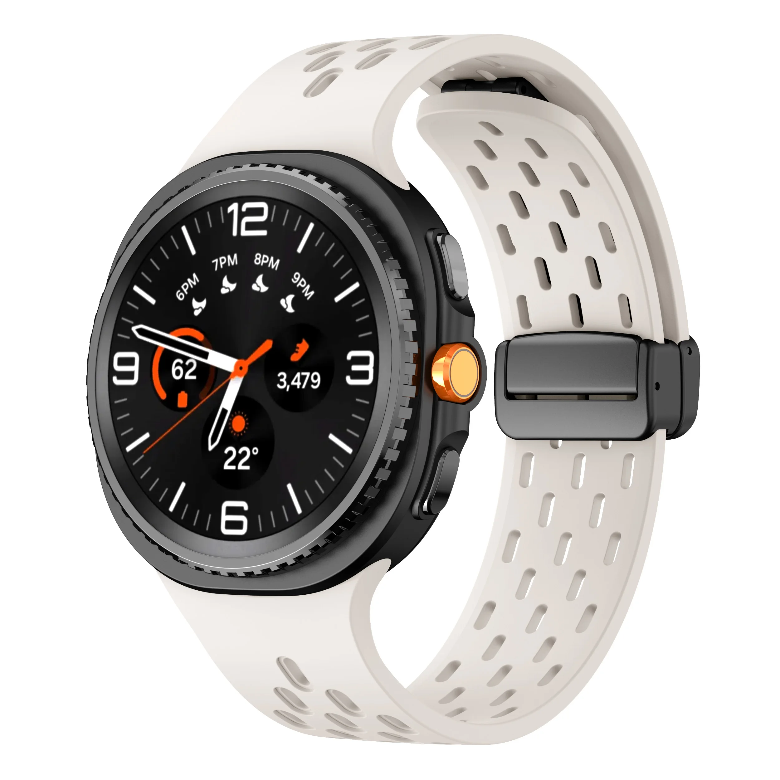 Oddychający silikonowy pasek do Samsung Galaxy Watch8 44mm / 40mm / Watch8 Classic 46mm z wieloma otworami i magnetycznym zapięciem - St