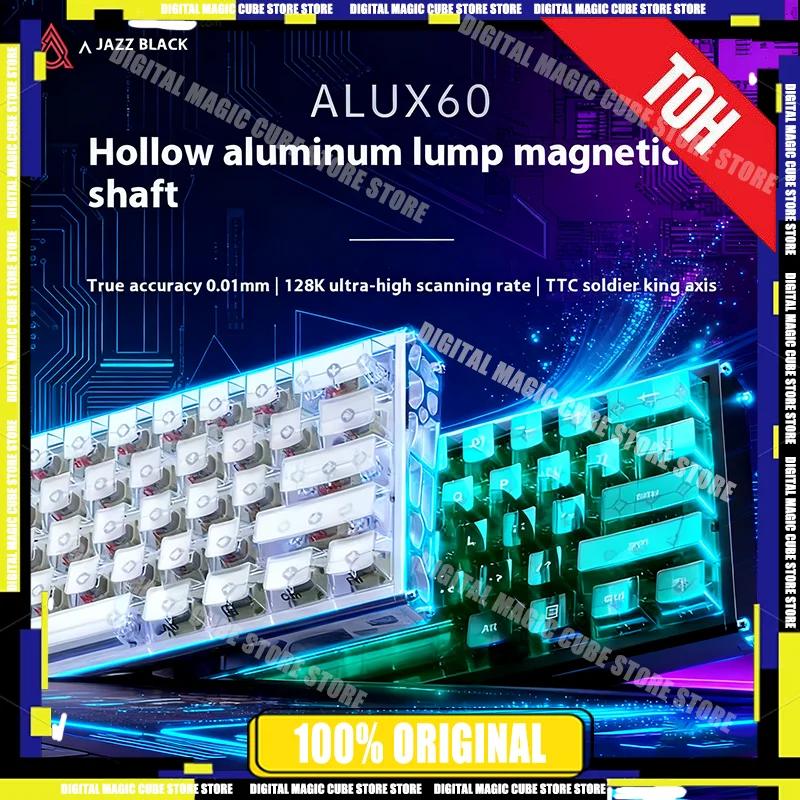 

Ajazz Alux60 Wired Mechanical Keyboard Magnetic Switch Gaming Keyboard RT0.01mm 8000Hz Customize E-sports Aluminium Alloy FPS