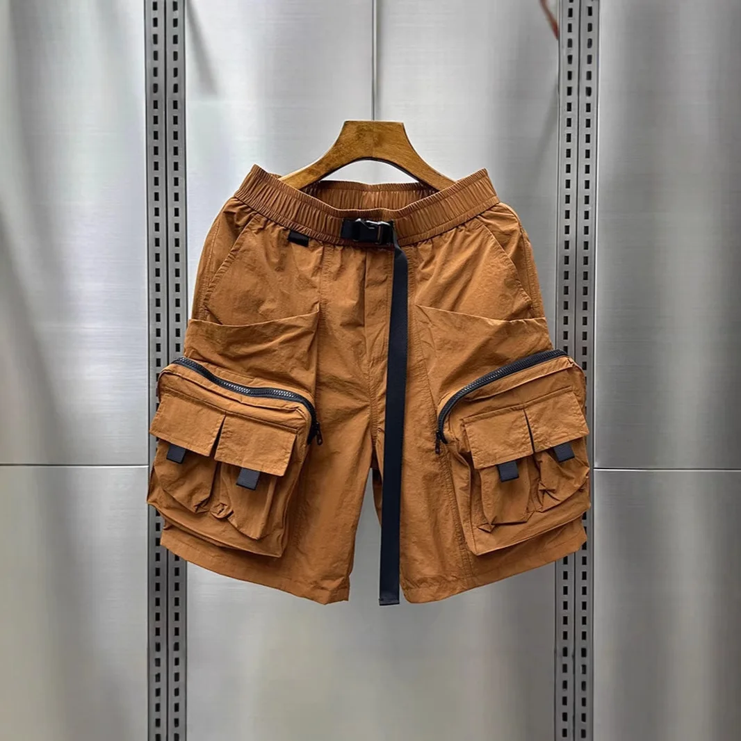 

Новые дизайнерские мужские шорты карго Y2K: свободные, широкие, с эластичным поясом, на молнии, с множеством карманов, повседневные, в уличном стиле, мешковатые