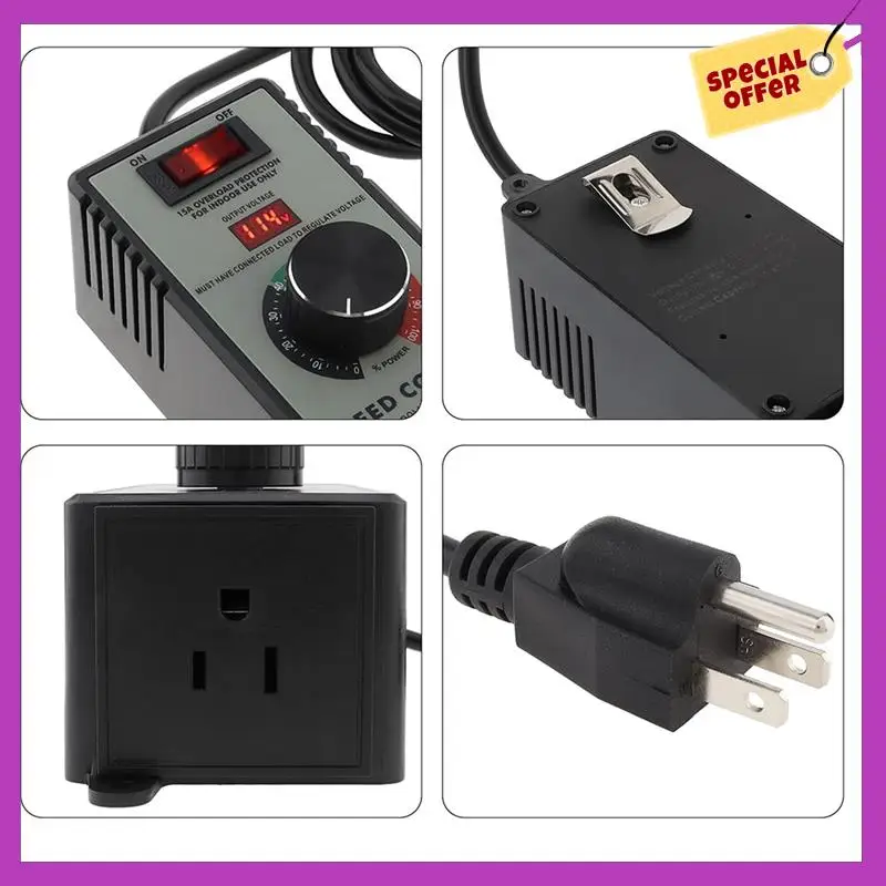 

HFIL-AC Motor Speed Controller Variable Speed Controller Fan Speed Controller For Motor Overload Protection US Plug