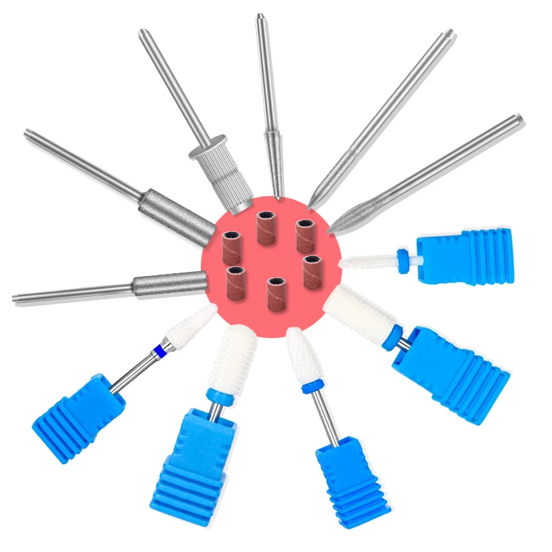 17 Teile/satz Nagel Bohrer Maschine Bits Nagel Gel Entfernung Polieren Werkzeuge Pediküre Maniküre Rotary Schleifen Puffer Polierer Zubehör