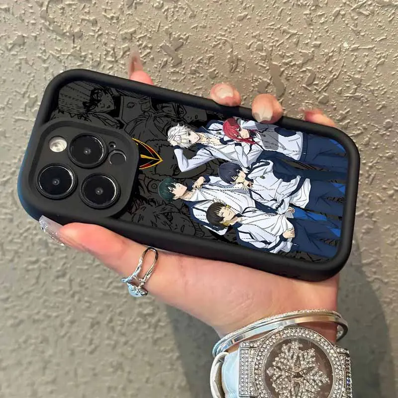 حار الدم أنيمي الأزرق قفل ل أبل آيفون 17 16 15 14 13 12 Mini 11 Pro ماكس عيون سلم غطاء فوندا سيليكون لينة جراب هاتف