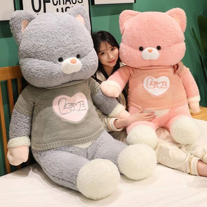 かわいい長い脚猫ぬいぐるみ暖かいセーター子猫人形新しい素敵な猫コンパニオン人形誕生日ギフト