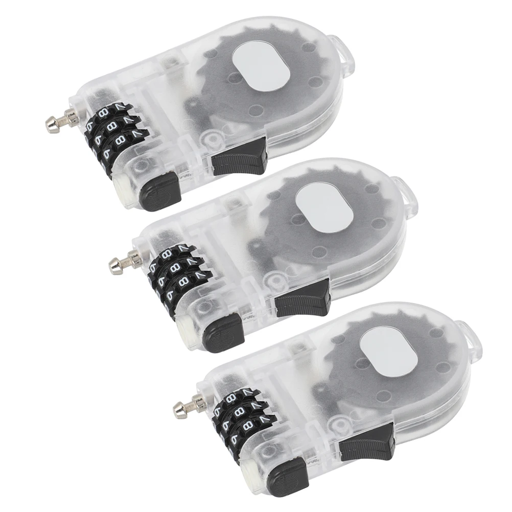 

3pcs Anti-theft Bike Scooter Locks Trolley Lightweight Steel Cable White Board Lock Portable Cable Lock Security
