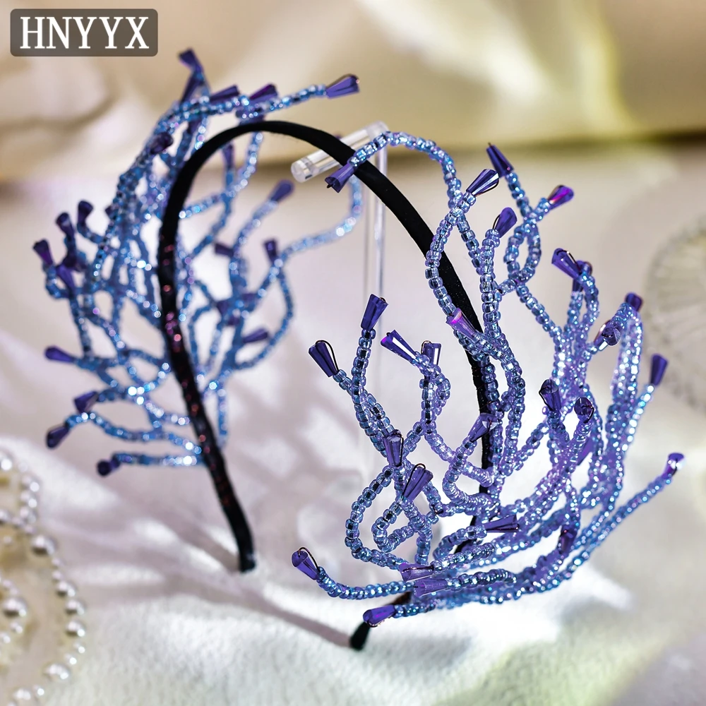 YouLaPan ファッションパープルビーズ花嫁ウェディングヘッドドレス手作りレディースパーティークリスマスボールボヘミアンヘッドドレス YXA28