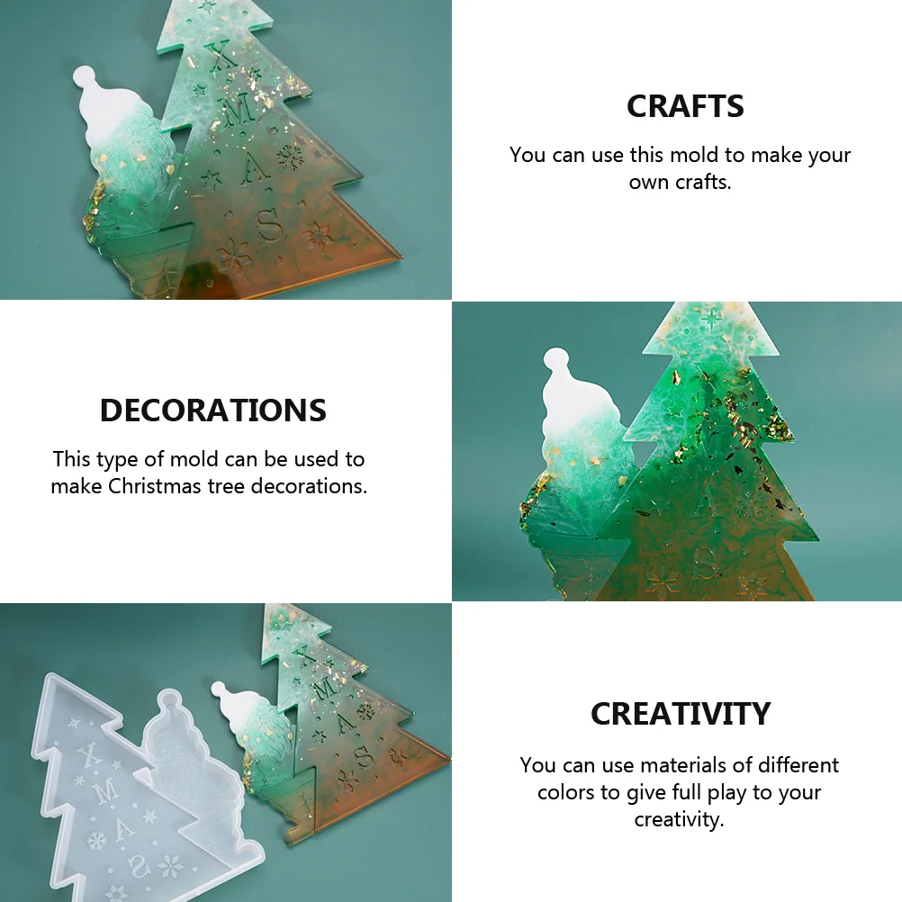 

Flexible Silicone Christmas Tree Mold DIY Crystal Epoxy Mold Transparent Xmas Ornament Handmade Accessories Reverse Mould