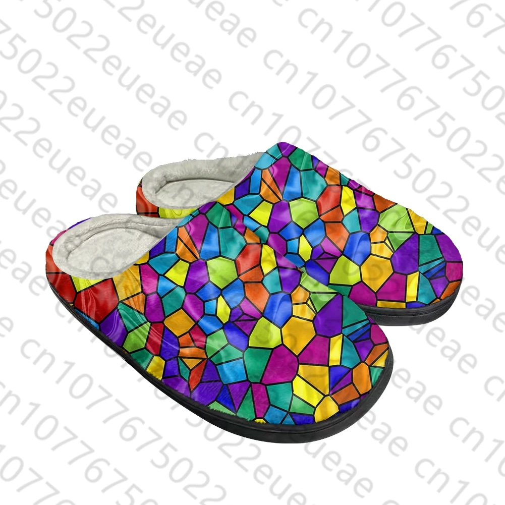 Hot Abstract Multicolor Cotton Custom Slippers Mens Womens Sandals Plush Casual Keep Warm Shoes Thermal Comfortable Slipper