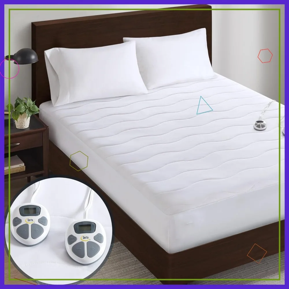

Queen Electric Heated Mattress Pad - 10 Heat Settings, Auto Shut-Off Timer, Deep Pocket Fits Up to 17" Mattress