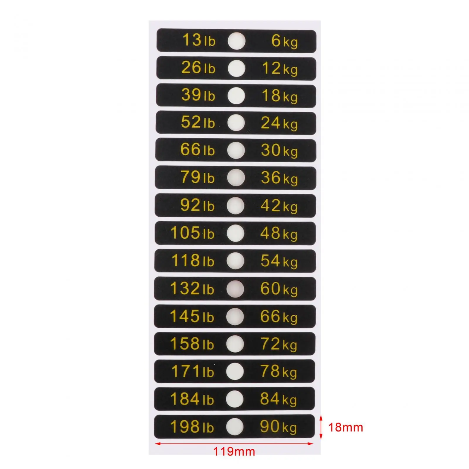 Etykiety na stosy 13-198lbs naklejki numer naklejki dla siłownia ciała treningowego
