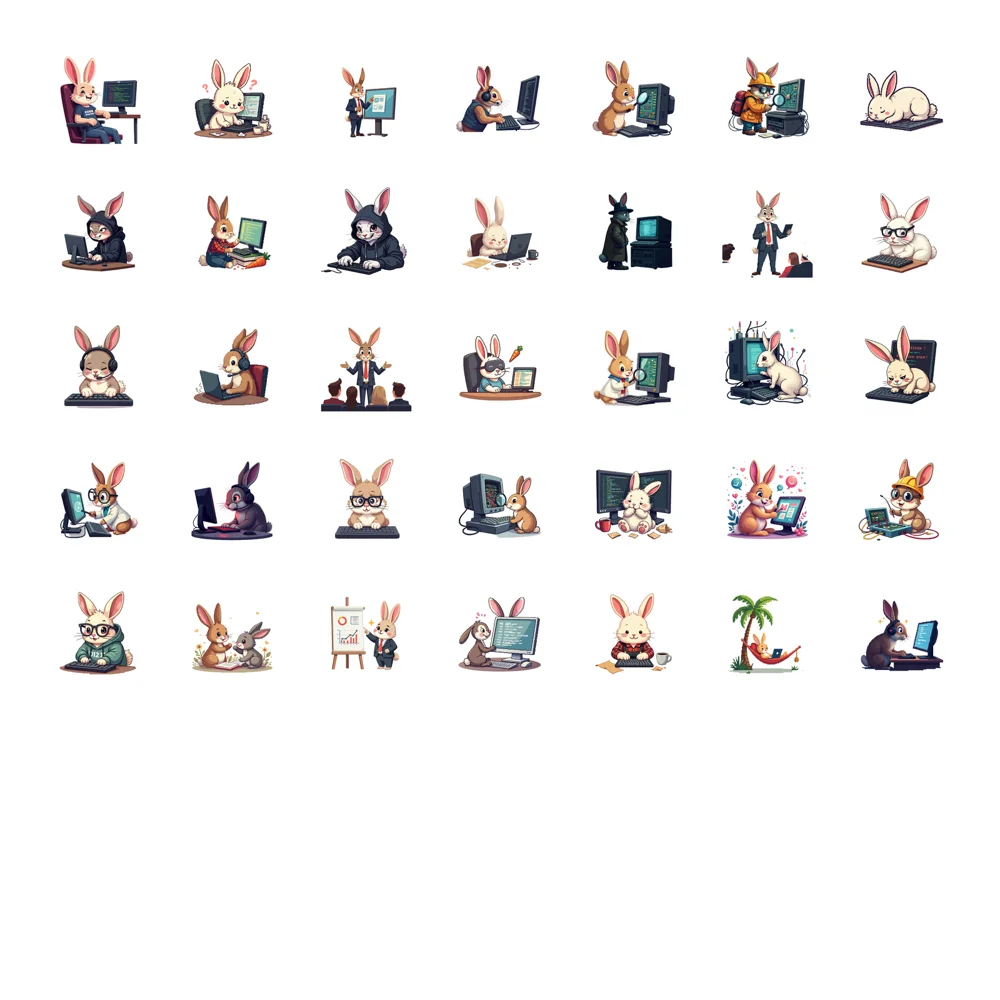 35pcs-50pcs Decals  Cartoon Animal Stickers Computer Stickers Office Stickers for Suitcase Decoration Stationery Notebook