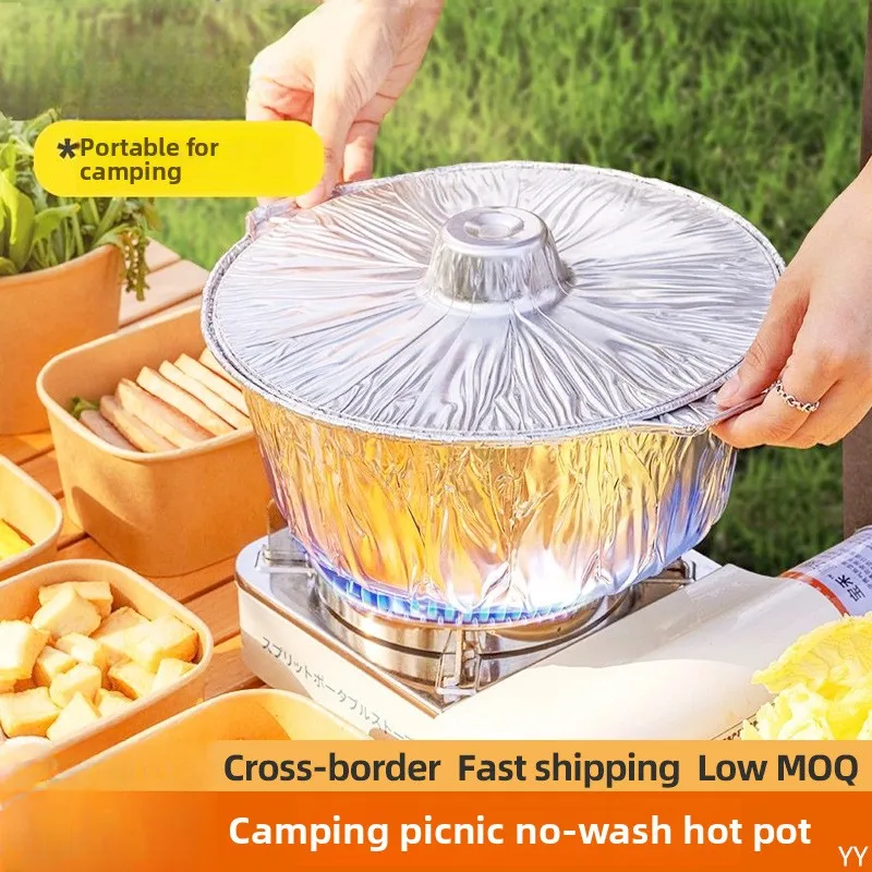 

1PCS Universal Outdoor Aluminum Disposable Pot, Single-Use Foil Camping Grill Pot for Camping Stove Camping, Picnic, Wilderness