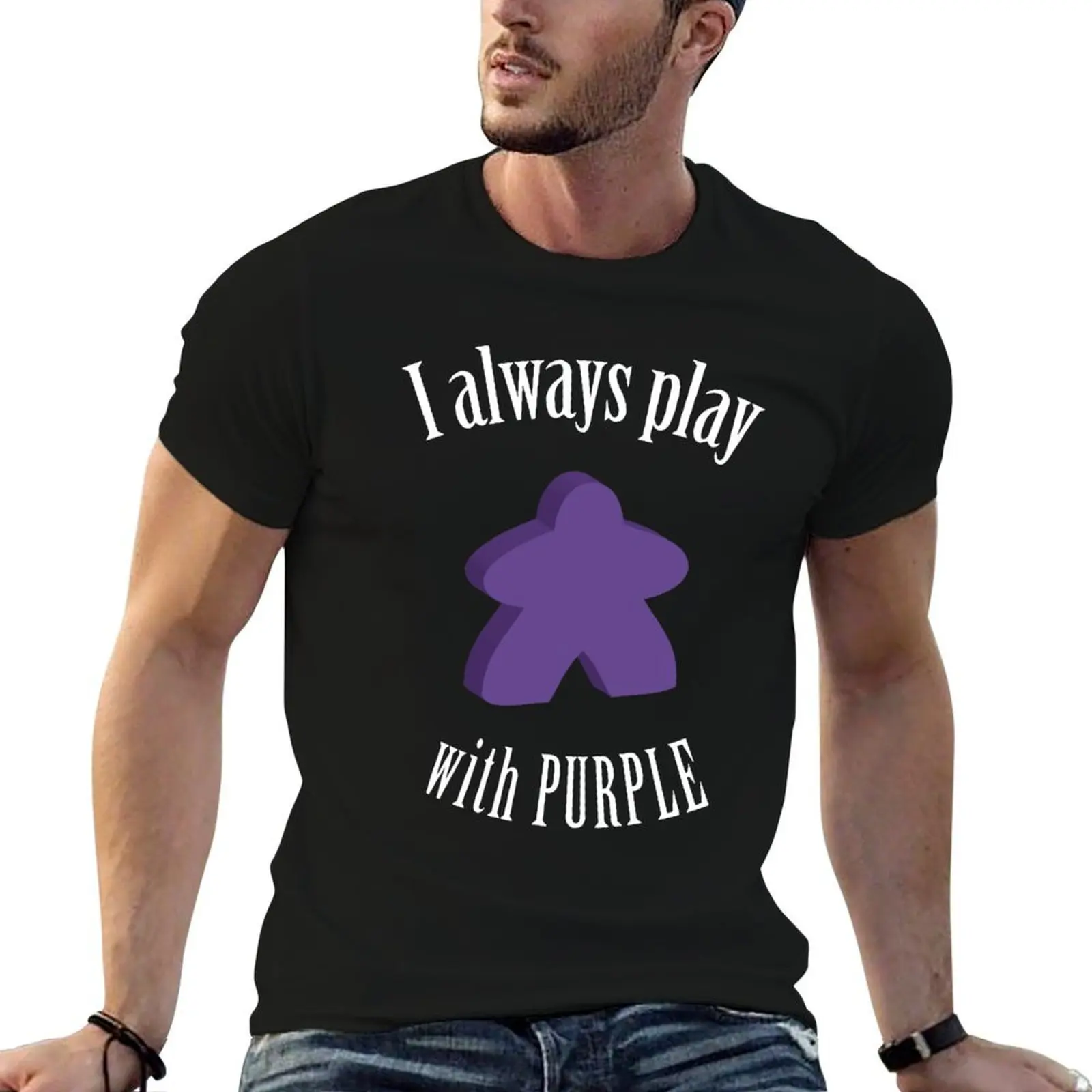 Футболка с дизайном на тему настольной игры I Always Play with Purple Meeple, повседневная футболка для ежедневной носки