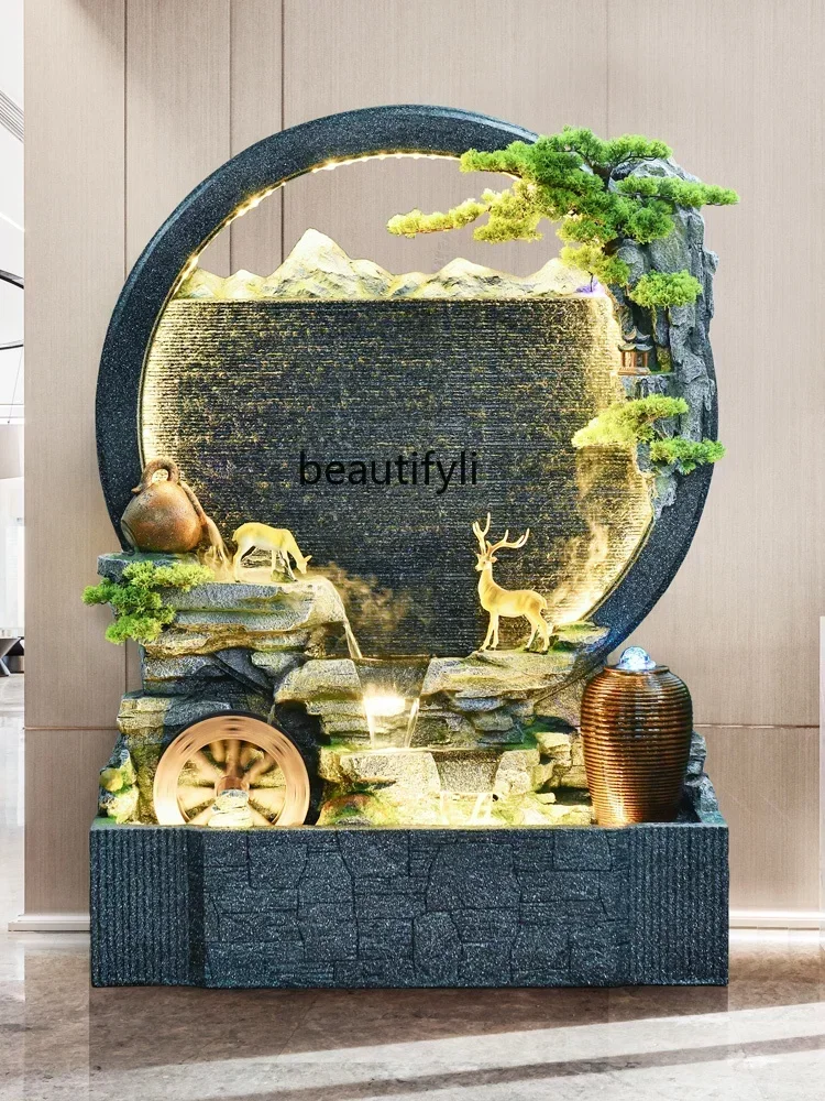 03 ss Water curtain wall, running water screen, entrance, outdoor courtyard, rockery, fountain, landscape waterfall ornament
