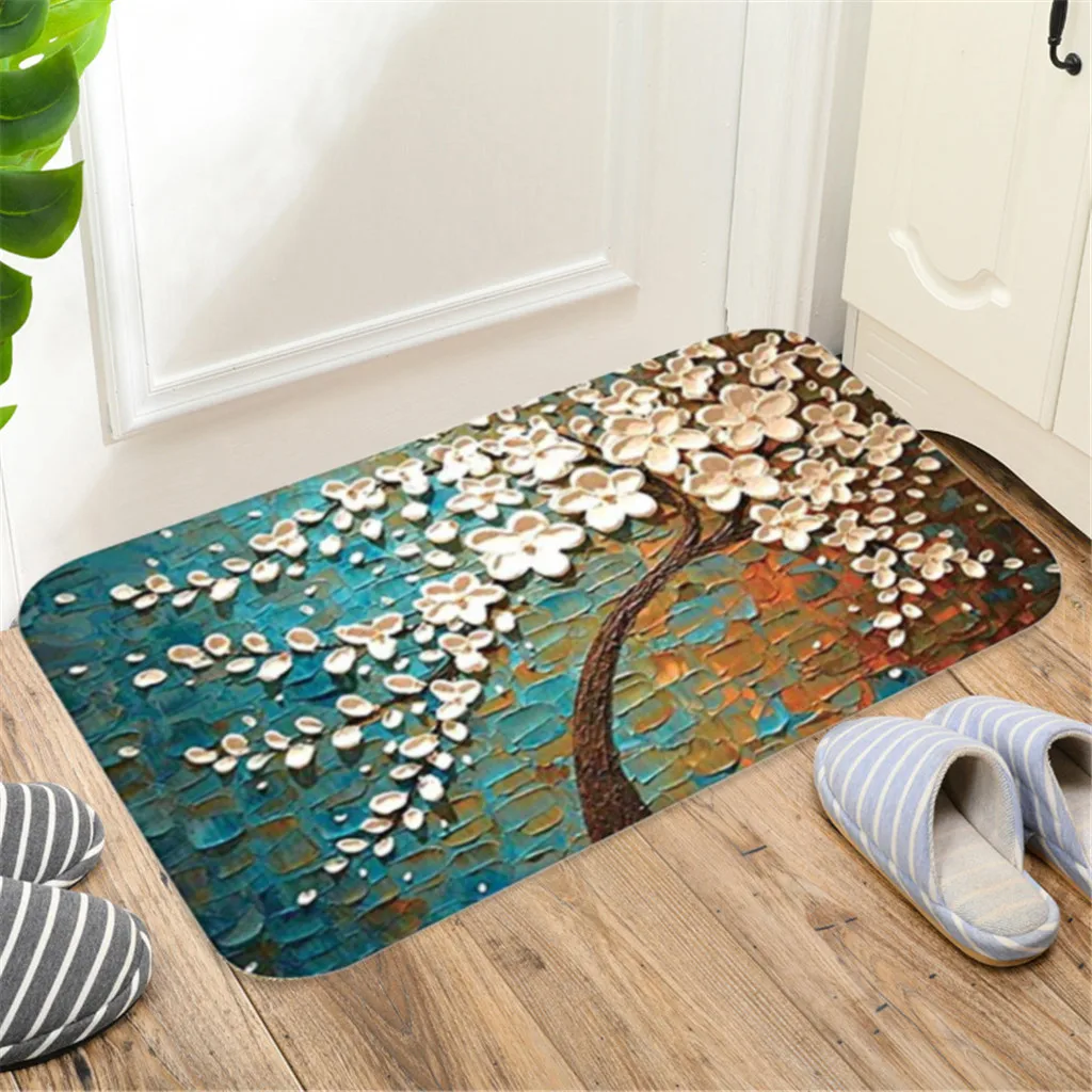 Living room non-slip modern carpet kitchen balcony bathroom printed  door mat porch geometric tree  floor