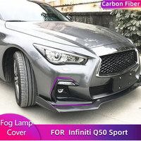 Carbon Fiber Front Bumper Fog Light Cover Trims for Infiniti Q50 Sport Sedan 4-Door 2018 2019 Car Racing Front Canards Body Kits