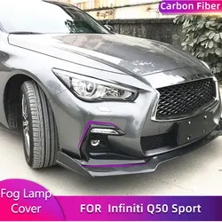 Carbon Fiber Front Bumper Fog Light Cover Trims for Infiniti Q50 Sport Sedan 4-Door 2018 2019 Car Racing Front Canards Body Kits