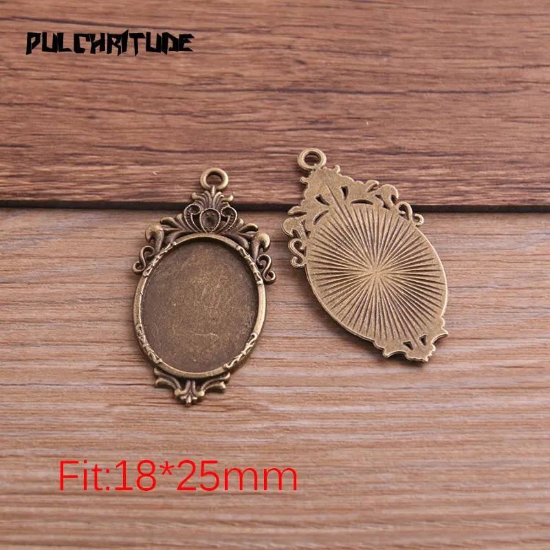 6 stuks 18*25mm binnenmaat twee kleuren metaallegering eenvoudige ovale cabochon hanger instelling sieraden bevindingen