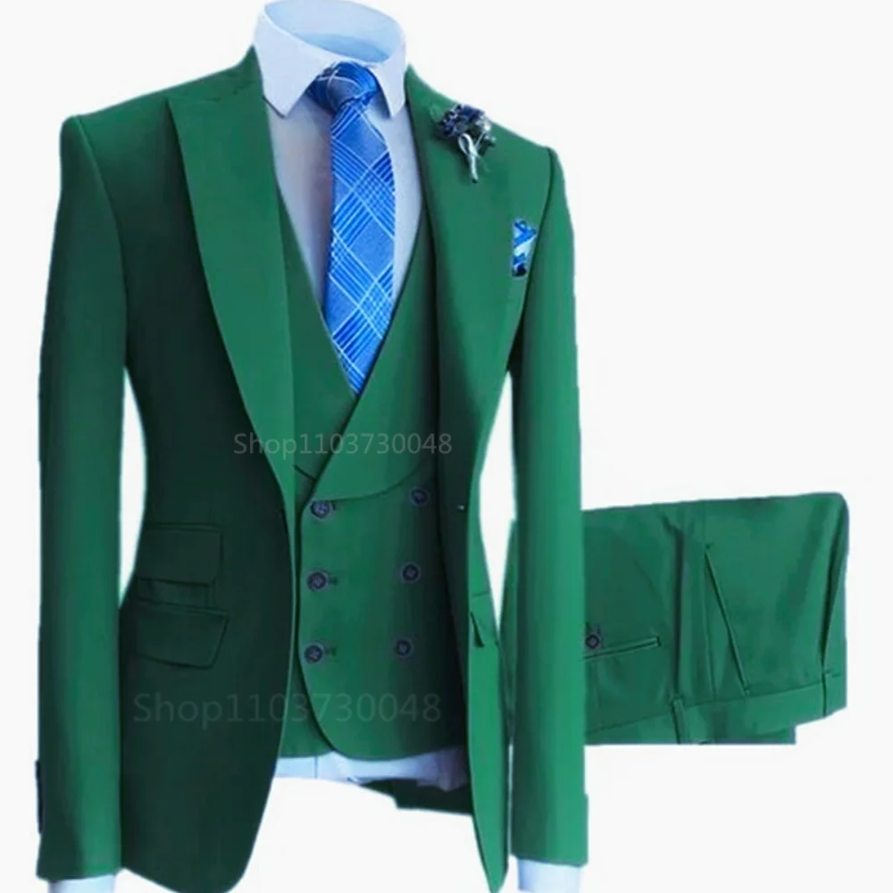 Conjunto de 3 piezas de trajes de boda formales de gama alta para hombres, esmoquin informal de novio de negocios con chaqueta, chaleco, pantalones para fiesta de graduación