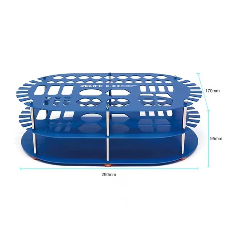 RELIFE RL-001D Non-slip Metal Multifunctional Storage Box with Large Capacity Mobile Phone Repair Tweezers Screwdriver Organizer