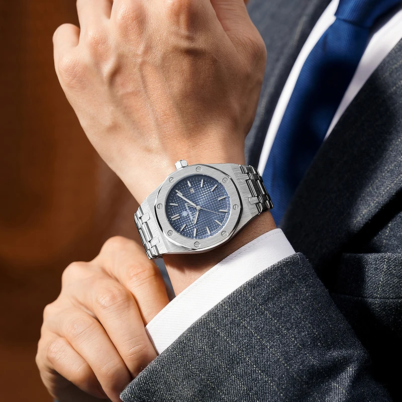 PAAZOMU Classic Men's Watches Trend Fashion Original Quartz Watch for Man Waterproof Fine Steel Chronograph Wristwatch Date