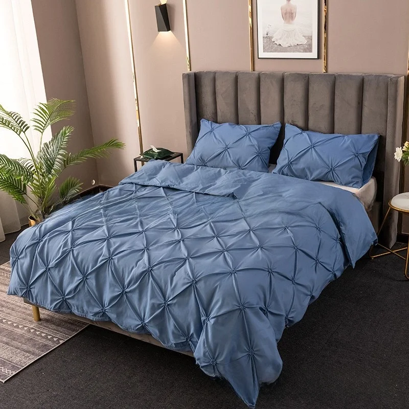 طقم أغطية سرير ثلاثي القطع بنمط زهور ثلاثي الأبعاد بألوان نقية، غطاء لحاف وغطاء وسادة، توريد عبر الحدود، صناعة يدوية #5