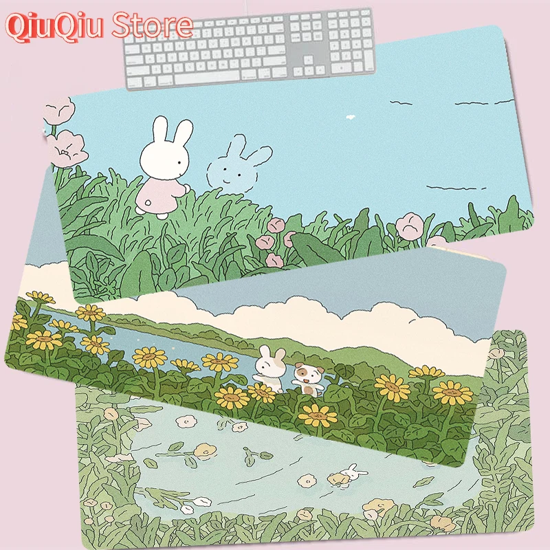 Large Mouse Pads Green Mouse Mat Gamer Pad Extra Girly Mousemat Kawaii Desk Accessories Mousepad XXL Surface for Computer Mouse