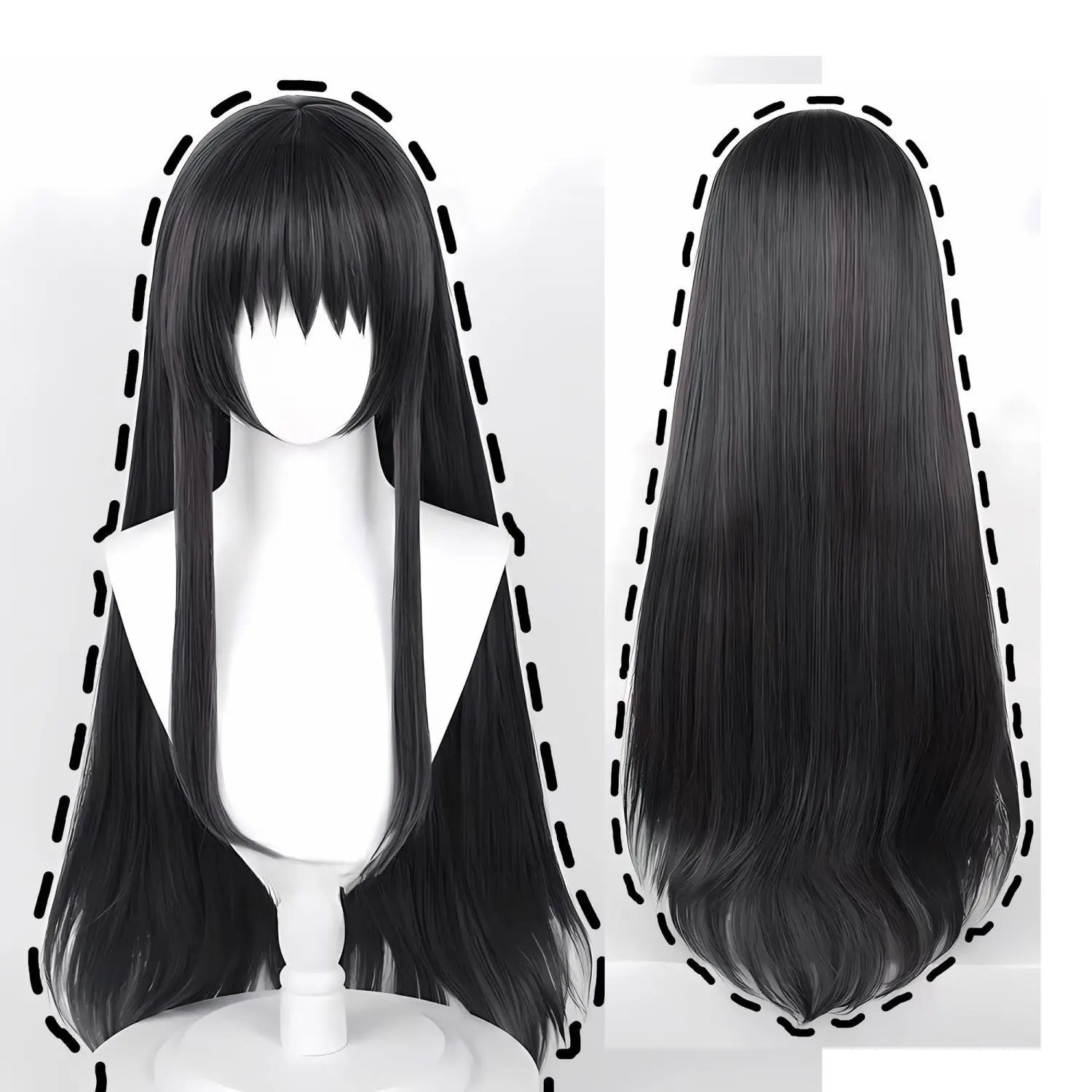 Peruca cosplay Puella Magi Homura Akemi |   Peruca completa extra grossa Jet Black para fotos de convenção