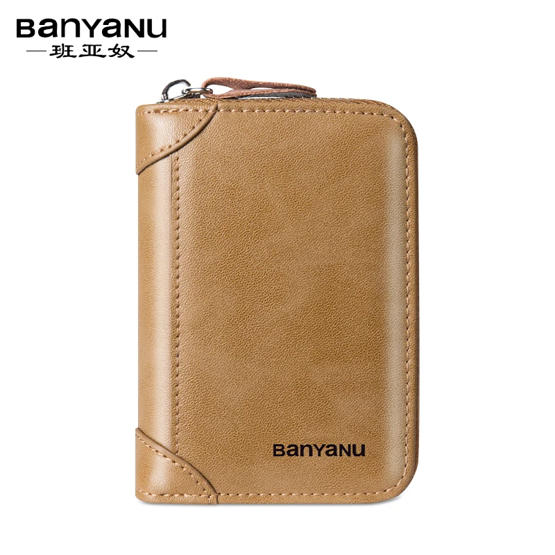 Business Casual RFID Blocking Men Card Pack Genuine Leather Zipper Credit Card Holder Wallet Men Women Card Wallet Coin Purse