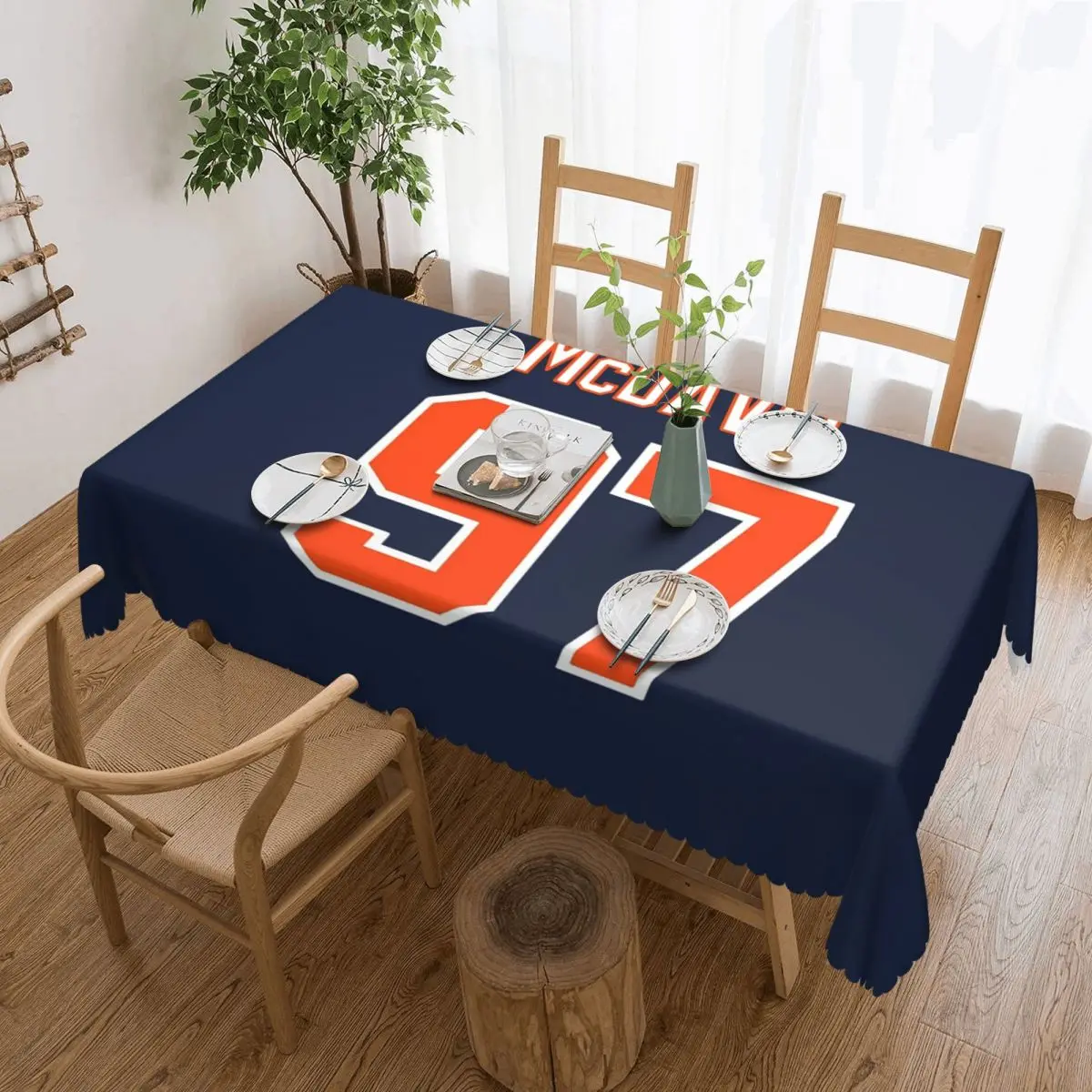 

Connor McDavid 97 For Edmonton Oilers Fans Custom Rectangular Tablecloth Waterproof Table Cover for Dining Events Table Cloth
