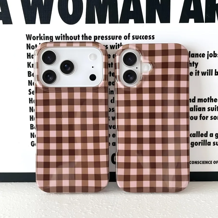 حافظة لهاتف آيفون 17 برو، حافظة هاتف جمالية لطيفة من القماش القطني، غطاء هاتف ناعم نحيف مقاوم للصدمات من مادة البولي يوريثان الحراري للنساء والفتيات - بني #6