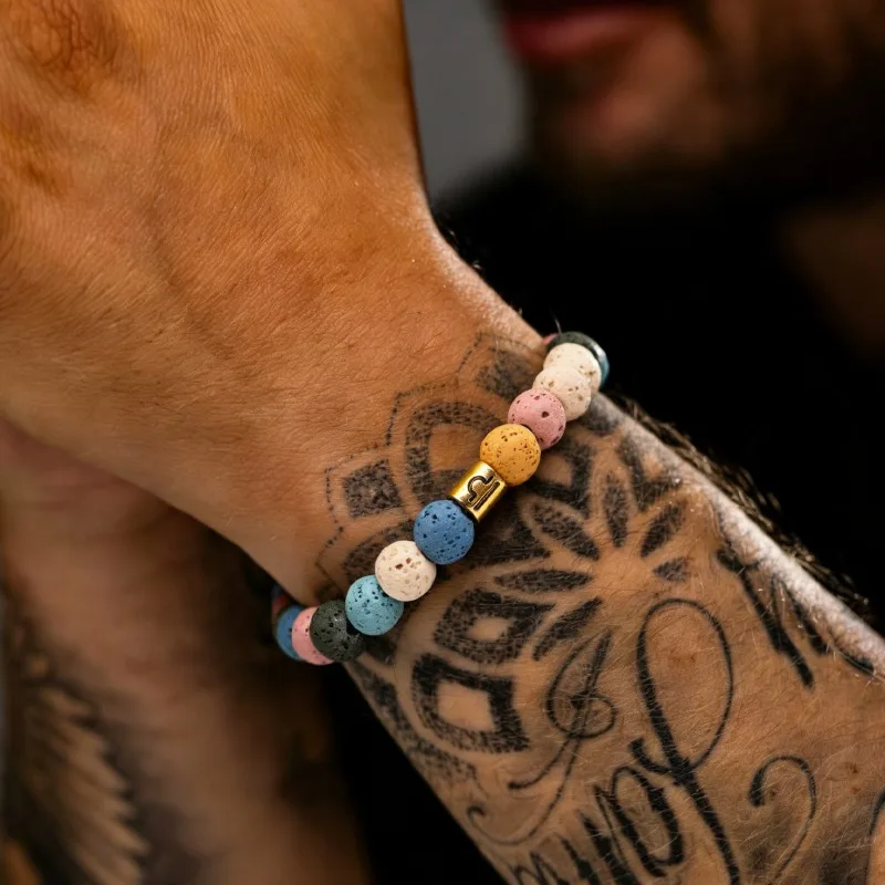 10pcs Dopamine Colorful Lava Stone Zodiac Sign 12 Constellation Bangle Men Gemini Virgo Leo Libra Women Friendship Gift Bracelet