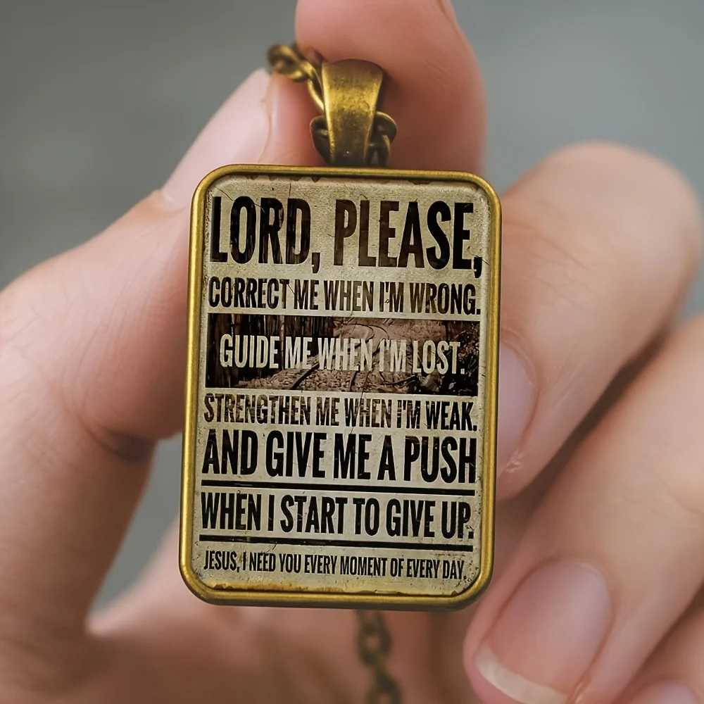 10pcs Faith-Based Necklace Keychain Pendant - with Inspirational Bible Verse (Lord, Guide Me Forward), Golden-Tone Open Loop Jewelry, Christian Gift for Women/Men Spiritual Accessory, Bold Text Design