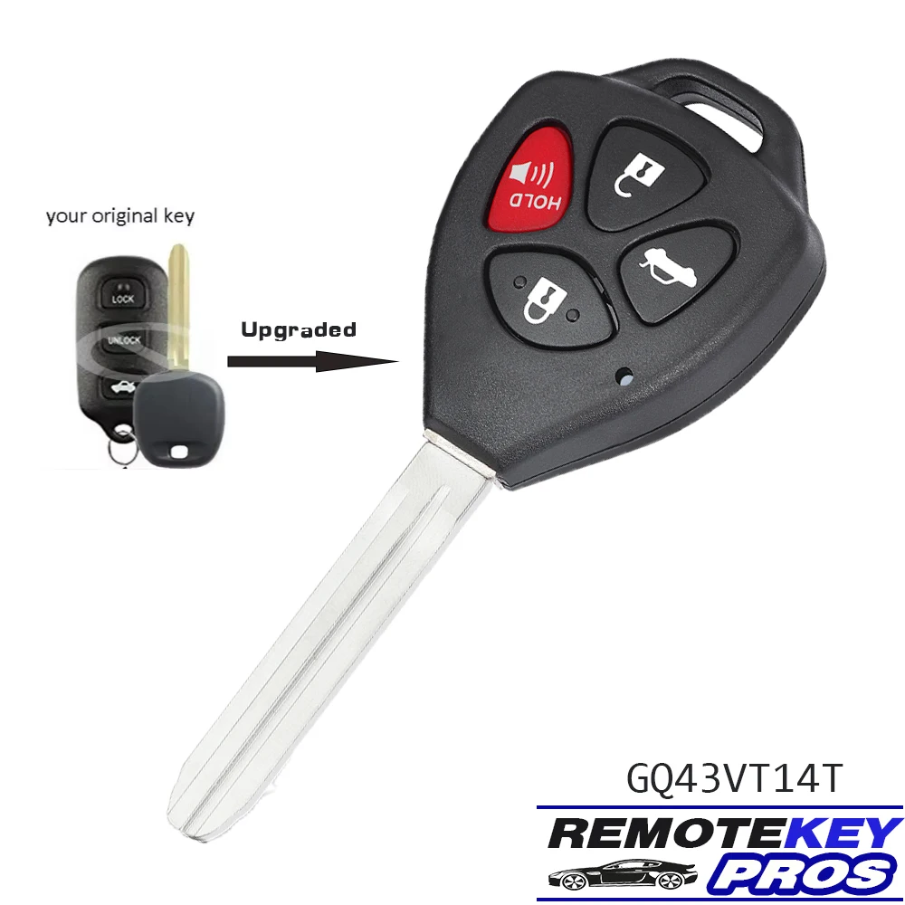 DIYKEY GQ43VT14T mando a distancia mejorado para Toyota Camry Corolla Sienna Solara Pontiac Vibe Matrix 2002-2008 315MHz 4D67 Chip