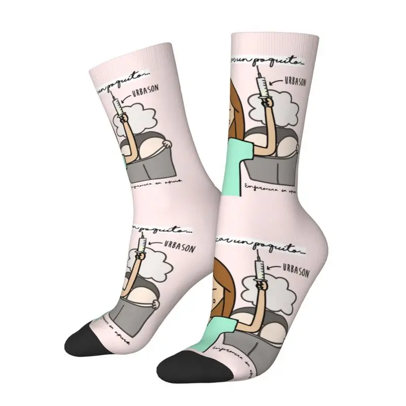 Cute Mens Enfermera En Apuros Doctor Nurse Medical Dress Socks Unisex Comfortable Warm 3D Print Crew Socks