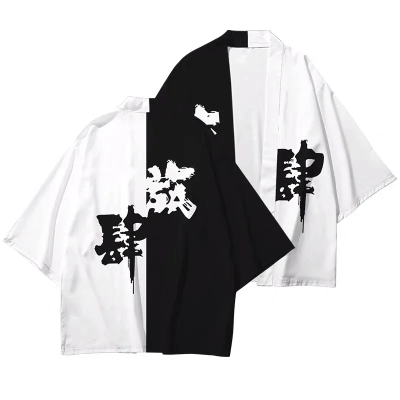 

Kanji 3D printed Japanese kimono Haoli Yukata Cosplay female/male fashion summer casual cool streetwear