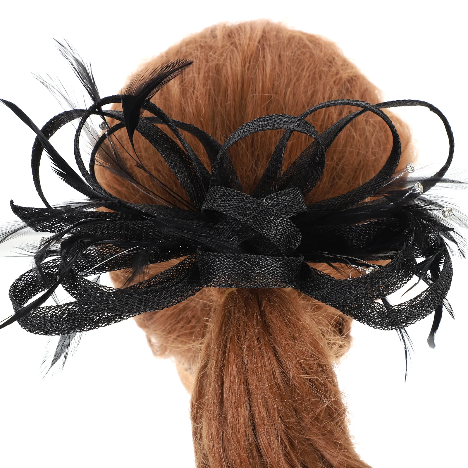 

Linen Bridal Headpiece Vintage Wedding Hair Accessories Fascinator Hats Women Tea Party Crystal Flower Clips