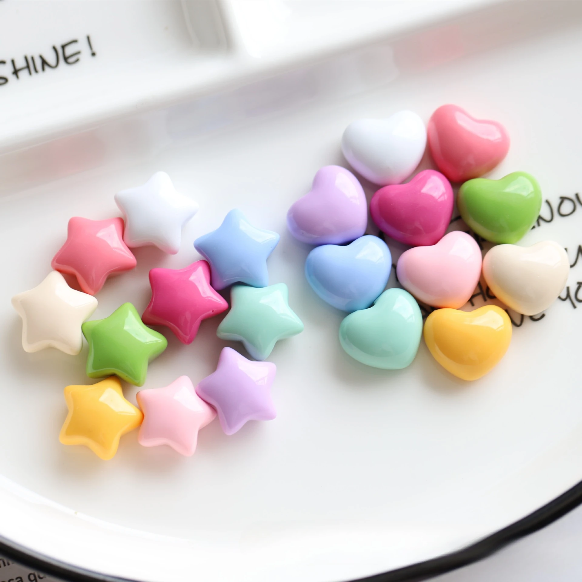 10pcs Mini Glossy Heart-Shaped Star Model Miniatures Handmade DIY Resin Jewelry Accessories Desktop Home Decor Decoration