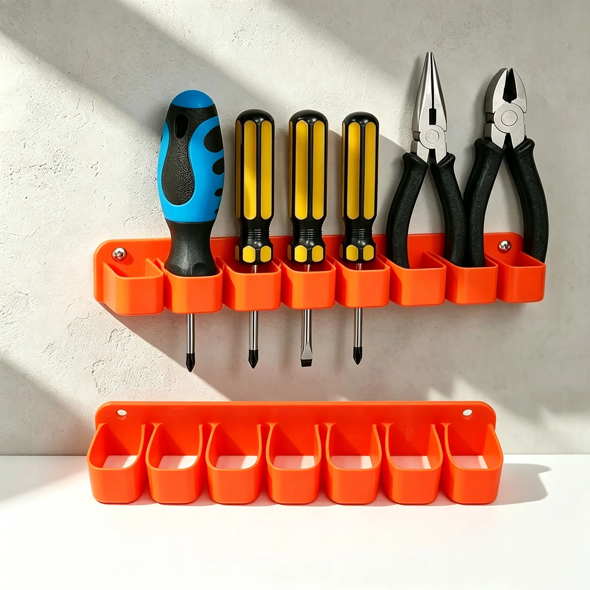 Wall Mounted Tool Organizer Rack, 7 Slots Screwdriver Pliers Storage Holder, Workshop Garage Hardware Tools Storage Organizer