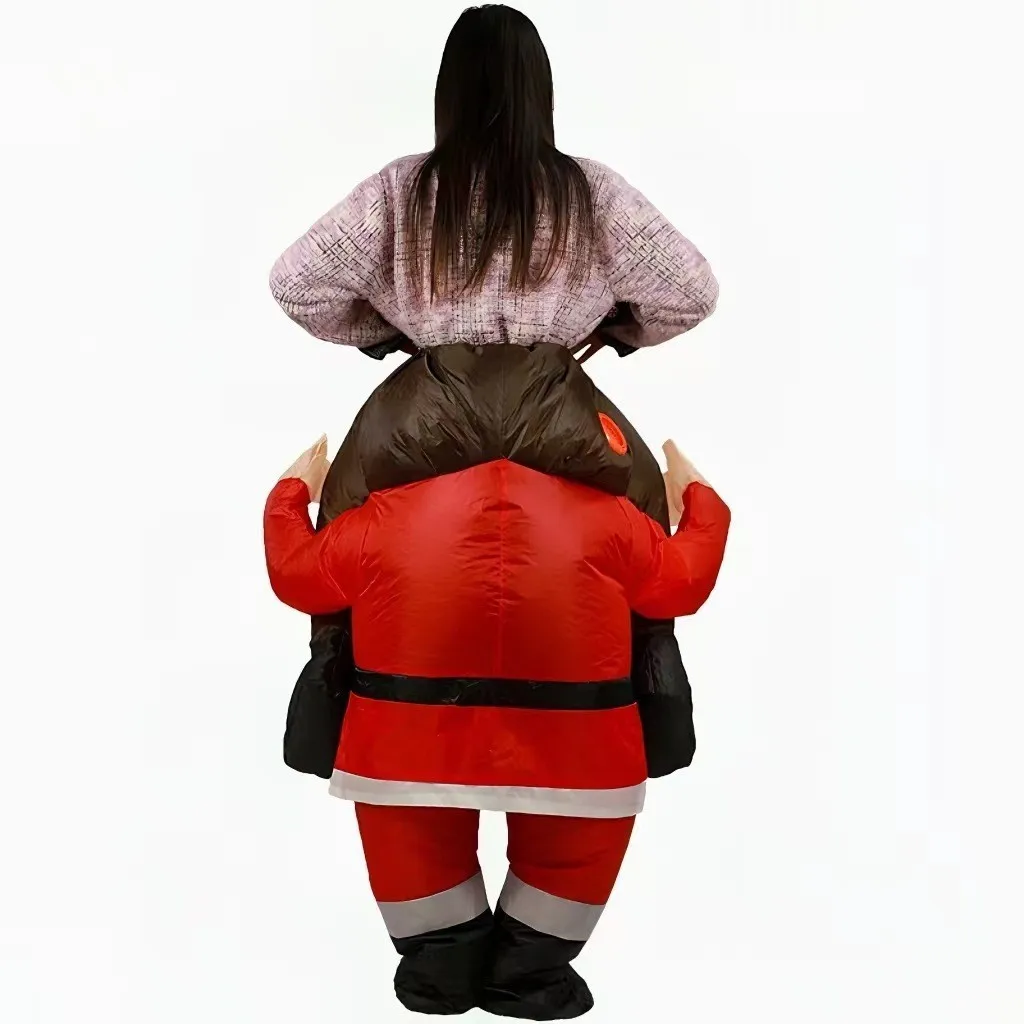 Divertido disfraz inflable de Papá Noel, accesorio de actuación para fiesta de Navidad y ciclismo