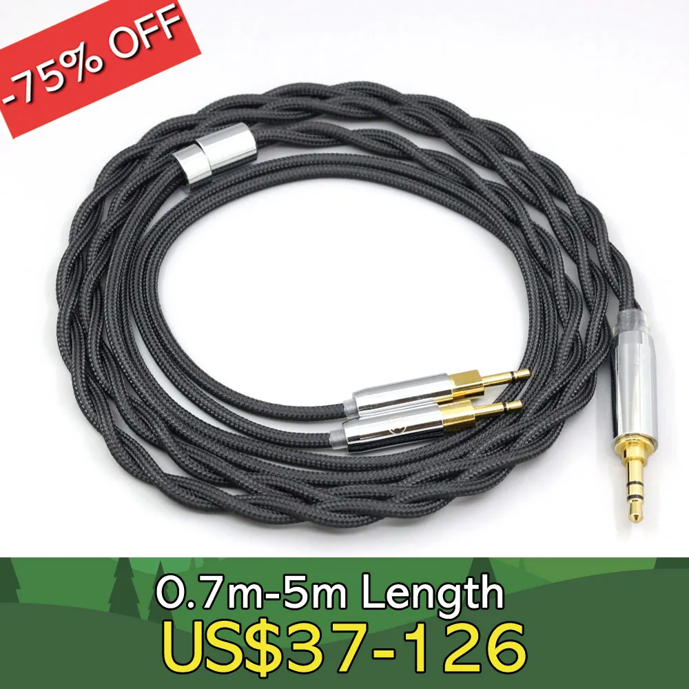 

Nylon 99% Pure Silver Palladium Graphene Gold Shield Cable For Sennheiser HD700 Headphone 2.5mm pin 2 core Braided LN008295