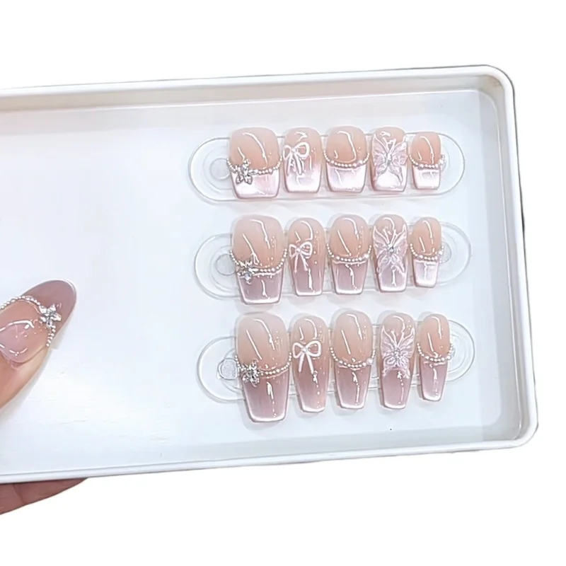 

Hand-worn nail butterfly language three-dimensional hand-painted relief butterfly pure desire temperament nail patch