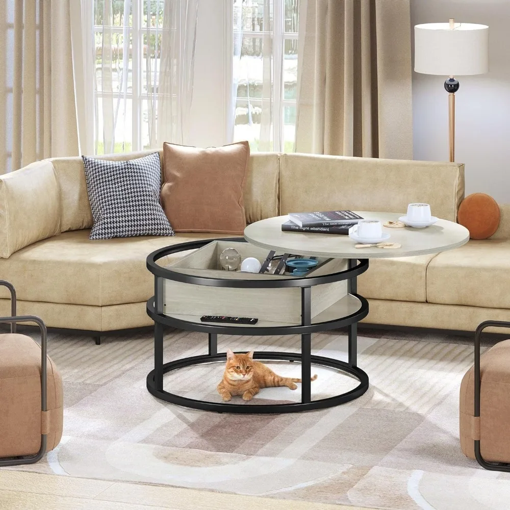 

Lift Top Coffee Table with Hidden Storage Compartment, Modern White Coffee Table for Home Office or Living Room