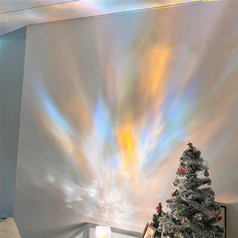 B17B 3D Dynamic Water Ripple Projector Lamp 16-Color Crystal Night Light With Remote Control For Bedroom, Living Room Study Dura