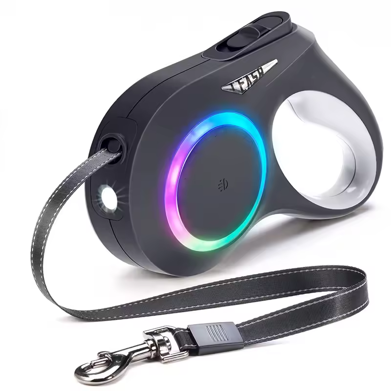 Benepaw LED Light Retractable Dog Leash Rechargeable No Tangle Anti Slip Handle Puppy Pet Lead For Small Medium Dogs 5m/16.4ft