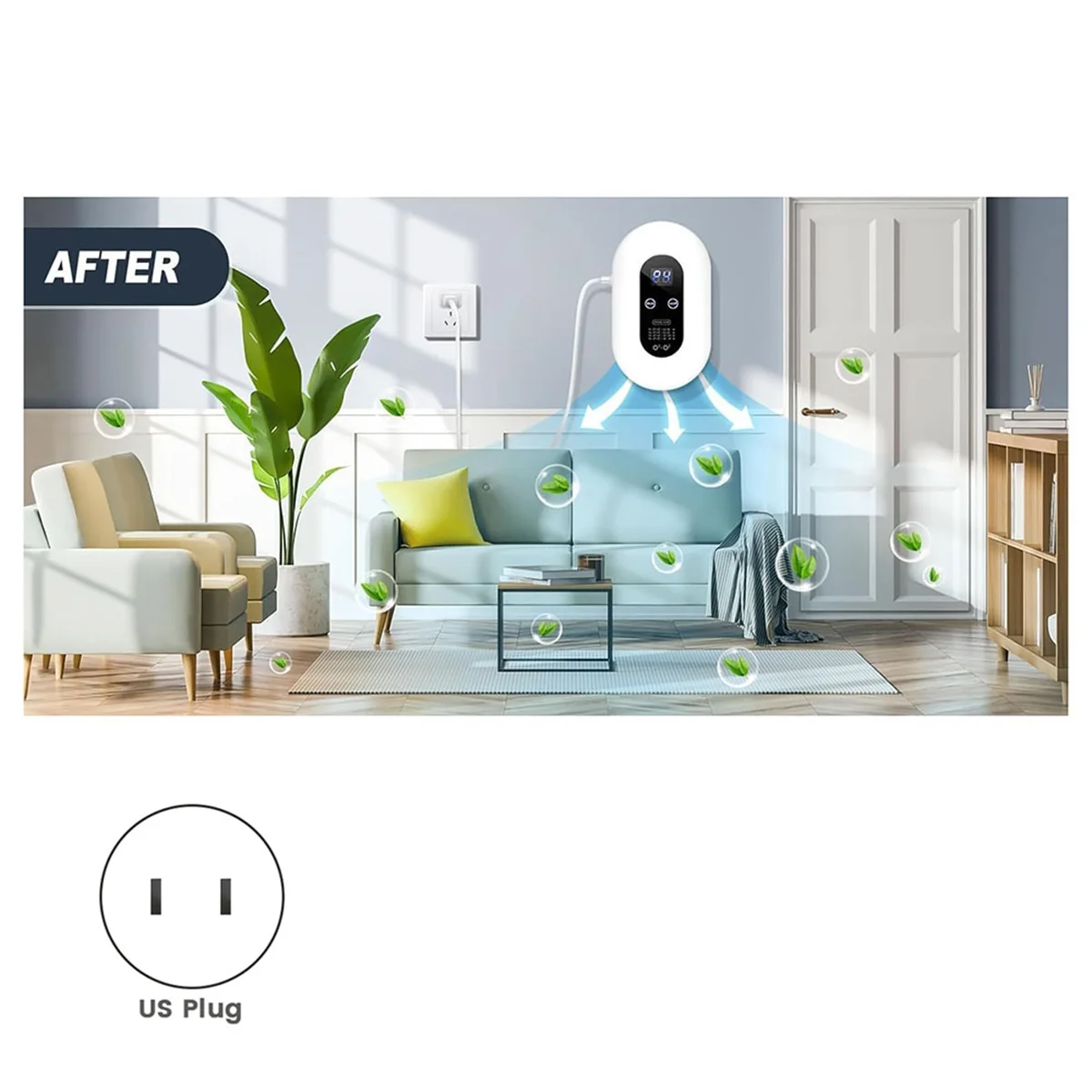 FZFZ Eliminator Zapachów do Mocnych Zapachów Dezodorant do Kuwet dla Kotów Jonizatory Powietrza Domowy Oczyszczacz Powietrza Wtykowy US