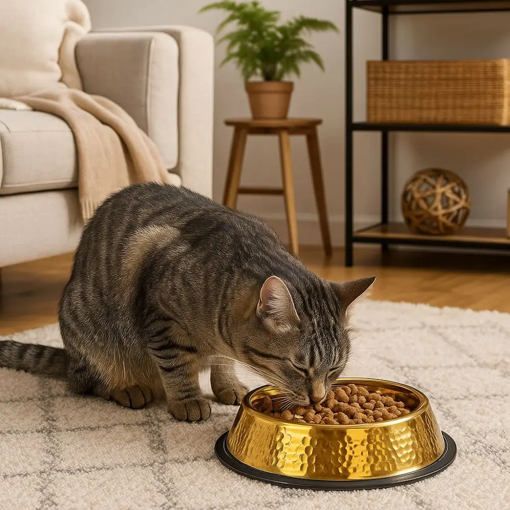 

Large Capacity Pet Feeding Bowl Stainless Steel Gold Plated Dog Drinking Basin Metal Anti Slip Cat Food Dish For Dogs Cats