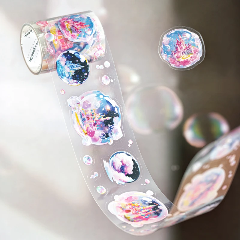 

50mm*2m PET Tape Bubble Landscape Stickers Decor Junk Journal DIY Scrapbooking School Supplies Collage Stationery Tapes